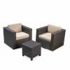 Flash Sale ✨ Best Selling Home Decor Resin Wicker Patio Sets Rusty Outdoor 3-Piece Swivel Wicker Chat Set - Dark Brown And Beige ⭐