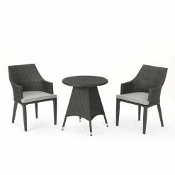 Best Pirce 🎉 Best Selling Home Decor Resin Wicker Patio Sets Jaykon Outdoor 3-Piece Round Wicker Bistro Set - Gray And Light Gray ❤️