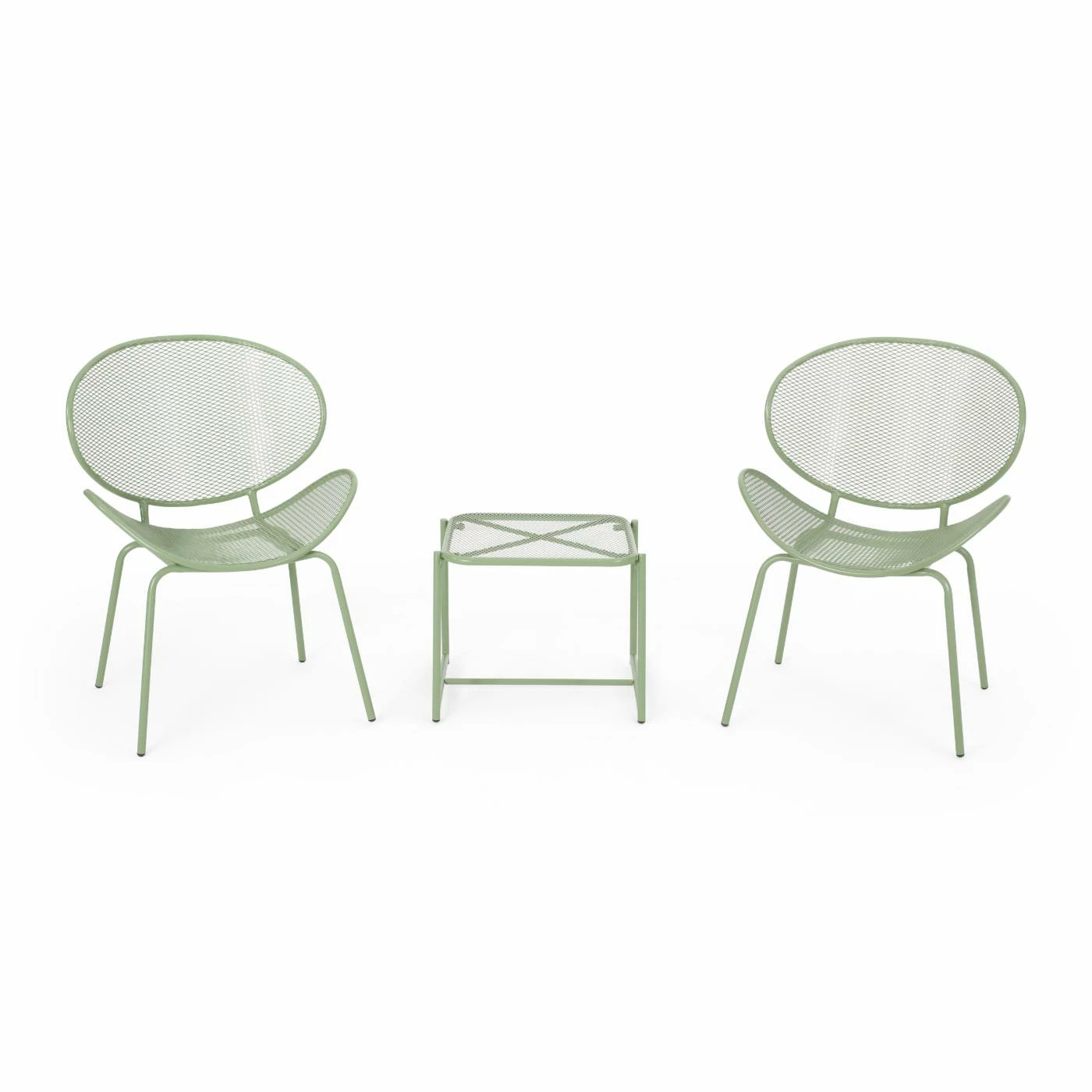 Wholesale ๐ Best Selling Home Decor Wrought Iron Patio Sets Donya Outdoor Modern 2 Seater Chat Set - Matte Green ๐