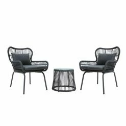 Brand new ⌛ Best Selling Home Decor Resin Wicker Patio Sets Chief Outdoor Rope And Glass 2 Seater Chat Set - Dark Gray And Gray ⌛