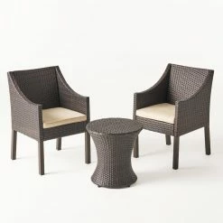 Promo 🎉 Best Selling Home Decor Resin Wicker Patio Sets Carlito Outdoor 3-Piece Wicker Chat Set - Multibrown And Beige ⭐