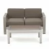 Top 10 💯 Best Selling Home Decor Aluminum Patio Sets Xane Outdoor Aluminum Loveseat And Coffee Table Set With Cushions - Khaki And Silver 👍