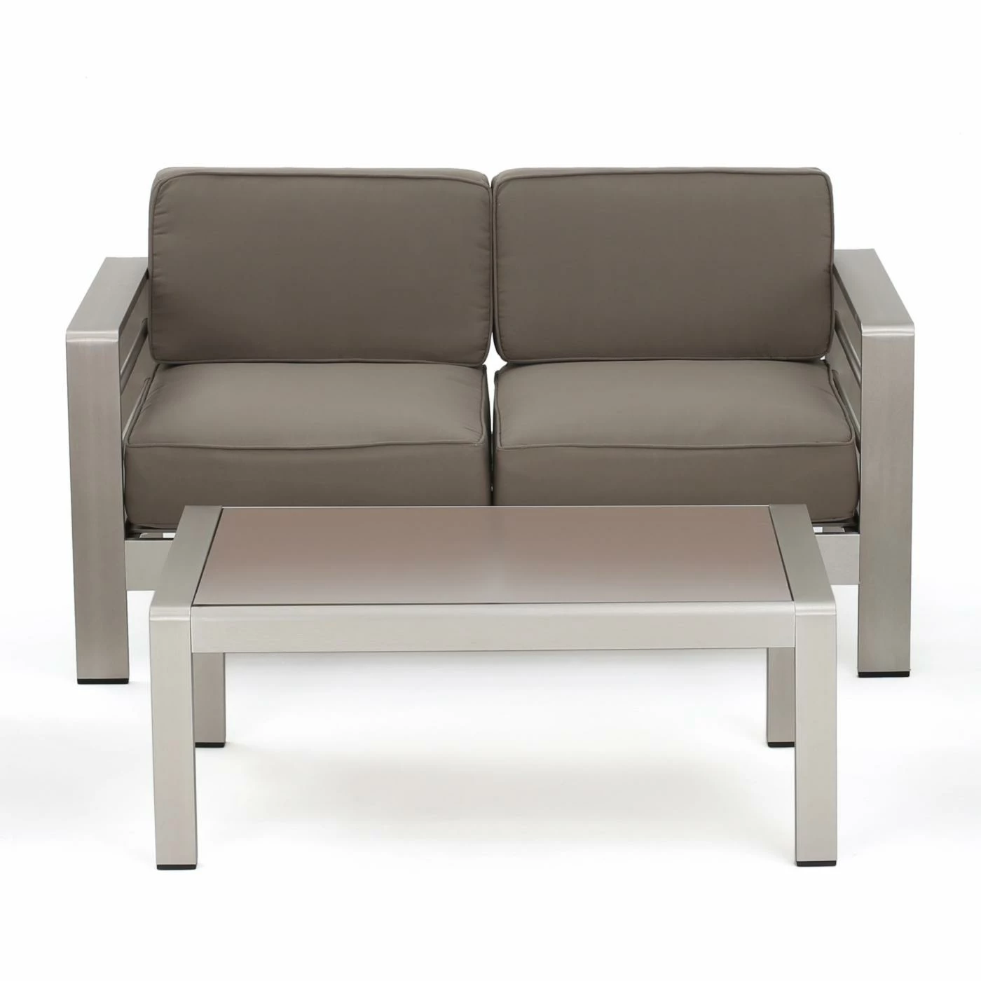 Top 10 ๐ฏ Best Selling Home Decor Aluminum Patio Sets Xane Outdoor Aluminum Loveseat And Coffee Table Set With Cushions - Khaki And Silver ๐