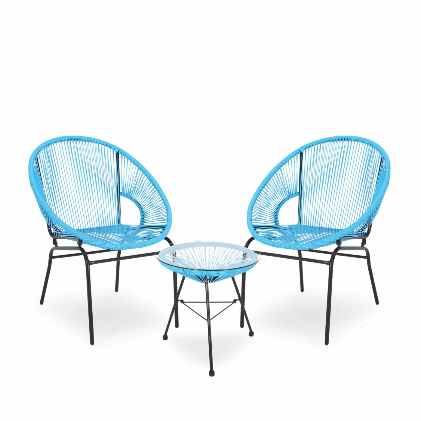 New ๐ Best Selling Home Decor Resin Wicker Patio Sets Samayah Outdoor Wicker 2 Seater Chat Set - Blue And Black ๐