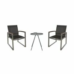 Best Sale ⌛ Best Selling Home Decor Aluminum Patio Sets Rayniel Outdoor Aluminum 2 Seater Chat Set - Silver - Natural - And Gray Mesh 😀