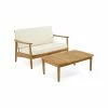 Cheapest ✔️ Best Selling Home Decor Wood Patio Sets Pedro Outdoor Acacia Wood Loveseat Set With Coffee Table - Teak And Beige ⌛