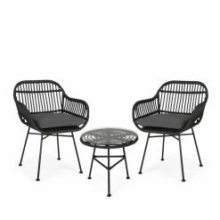 Discount 🎁 Best Selling Home Decor Resin Wicker Patio Sets Lillianrose Outdoor Wicker 2 Seater Chat Set With Tempered Glass Table - Gray And Dark Gray 😀