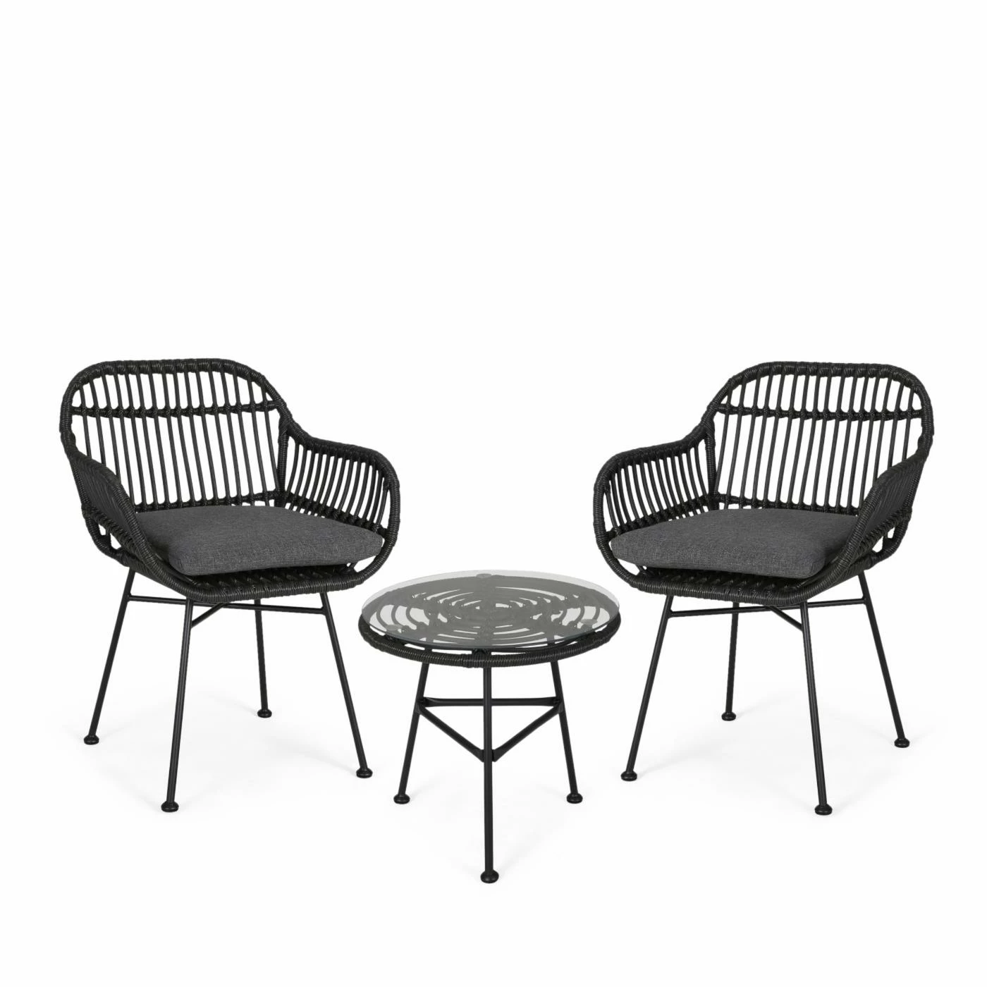 Discount ๐ Best Selling Home Decor Resin Wicker Patio Sets Lillianrose Outdoor Wicker 2 Seater Chat Set With Tempered Glass Table - Gray And Dark Gray ๐