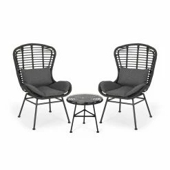 Best reviews of 🌟 Best Selling Home Decor Resin Wicker Patio Sets Kyleana Outdoor Modern Boho Wicker 2 Seater Chat Set - Gray - Dark Gray - And Black 🛒