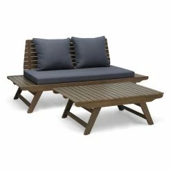 Flash Sale ๐ Best Selling Home Decor Wood Patio Sets Jood Outdoor Acacia Wood 2 Seater Loveseat And Coffee Table Set - Gray And Dark Gray ๐