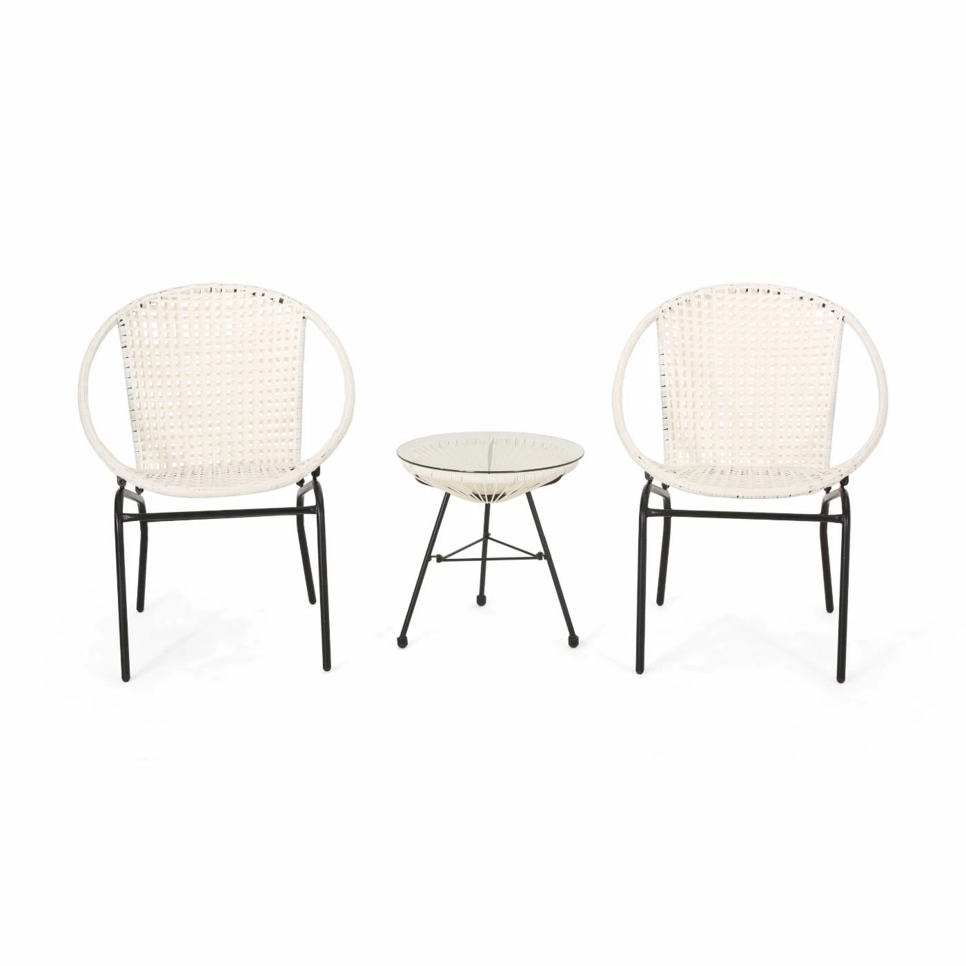 Deals ๐ Best Selling Home Decor Resin Wicker Patio Sets Eufemia Outdoor Wicker 2 Seater Chat Set - White And Black ๐