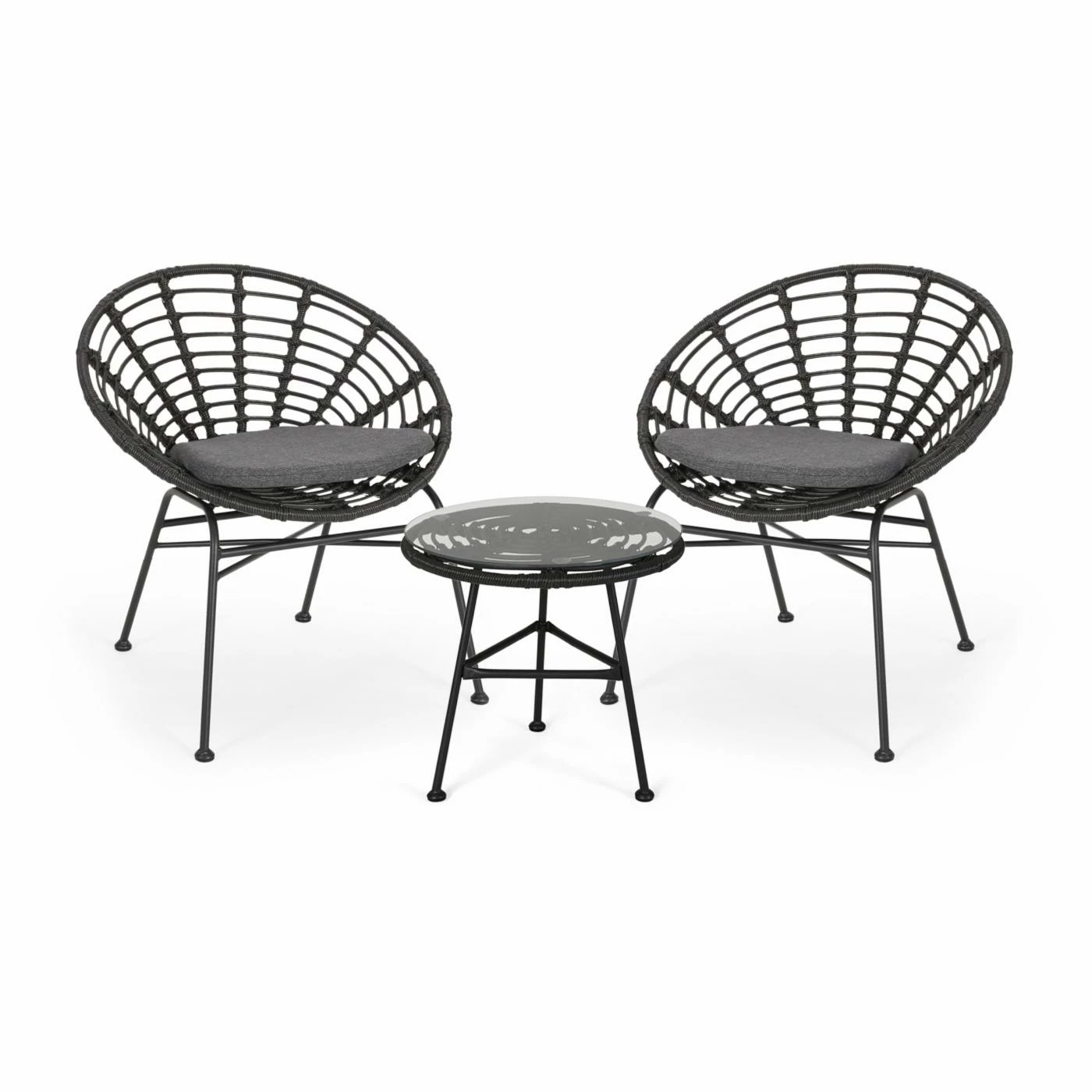Best Pirce โ Best Selling Home Decor Resin Wicker Patio Sets Cyprian Outdoor Wicker And Glass 2 Seater Chat Set - Gray - Dark Gray - And Black โ๏ธ