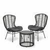 Discount 😉 Best Selling Home Decor Resin Wicker Patio Sets Caedon Outdoor Wicker And Glass 2 Seater Chat Set With Cushion - Gray And Black 😀