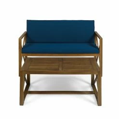 Best Sale ๐งจ Best Selling Home Decor Wood Patio Sets Annagrace Outdoor Acacia Wood Loveseat And Coffee Table Set - Teak And Dark Teal ๐ฅฐ