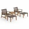 Outlet 🎉 Best Selling Home Decor Wood Patio Sets Brittani Outdoor Acacia Wood And Wicker 5 Piece Club Chair Chat Set With Ottoman - Mixed Mocha And Natural 🧨