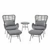 New 👍 Best Selling Home Decor Resin Wicker Patio Sets Aleisa Outdoor Wicker And Glass 5 Piece Chat Set With Ottomans - Gray - Dark Gray - And Black 🛒