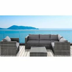 Flash Sale 😀 Resin Wicker Patio Sets Magari Furniture Wicker Rattan 4 Piece Patio Conversation Set With Cushions 👏