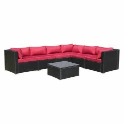 Cheapest โค๏ธ Resin Wicker Patio Sets Baner Garden Resin Wicker 7 Piece Patio Sectional Set With Cushion โ
