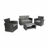 Discount 🛒 Resin Wicker Patio Sets Baner Garden Wicker 4 Piece Patio Conversation Set With Shelf Coffee Table ✨