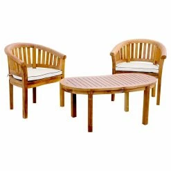 Budget 🧨 Teak Patio Sets Chic Teak Peanut Teak 3 Piece Patio Conversation Set 👍