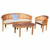 Hot Sale 🎁 Teak Patio Sets Chic Teak Peanut Teak Wood 3 Piece Patio Conversation Set 🎁