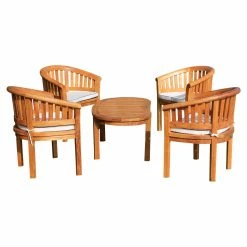 Hot Sale 😍 Teak Patio Sets Chic Teak Peanut Teak Wood 5 Piece Patio Conversation Set 😍