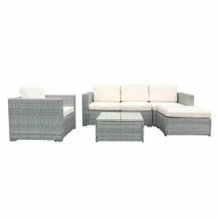 Wholesale 😀 Resin Wicker Patio Sets Cloud Mountain Modern Sectional 6 Piece Resin Wicker Patio Conversation Set ⭐