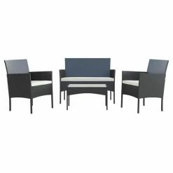 Wholesale 🔔 Resin Wicker Patio Sets Cloud Mountain Modern 4 Piece Resin Wicker Patio Conversation Set ❤️