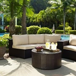 Deals 💯 Resin Wicker Patio Sets Crosley Catalina Outdoor Wicker Round Sectional Sofa With Coffee Table 🎁