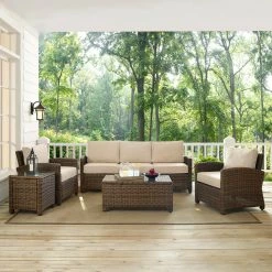 Best Sale 👏 Resin Wicker Patio Sets Crosley Bradenton 5 Piece Wicker Conversation Set With Cushions 💯