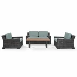 Best reviews of 👍 Resin Wicker Patio Sets Crosley Furniture Beaufort Wicker 4 Piece Patio Conversation Set With Cushions ✨