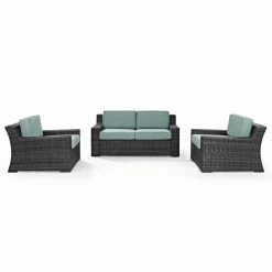 Cheap โ๏ธ Resin Wicker Patio Sets Crosley Furniture Beaufort Wicker 3 Piece Patio Conversation Set With Cushions โ