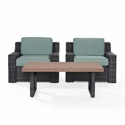 Discount โ๏ธ Resin Wicker Patio Sets Crosley Furniture Beaufort Wicker 3 Piece Patio Lounge Chair Set With Cushions ๐งจ
