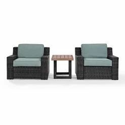Promo ⭐ Resin Wicker Patio Sets Crosley Furniture Beaufort Wicker 3 Piece Patio Chat Set With Cushions 🤩