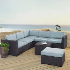 New 🤩 Resin Wicker Patio Sets Crosley Furniture Biscayne Resin Wicker 5 Piece Loveseat Conversation Set 🔥