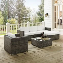 Coupon ✨ Resin Wicker Patio Sets Crosley Sea Island Wicker 6 Piece Sectional Patio Conversation Set 🤩