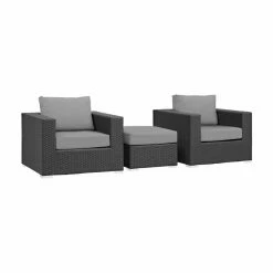 Deals 👏 Resin Wicker Patio Sets Modway Sojourn Wicker 3 Piece Patio Conversation Set With Sunbrella Cushion 😀