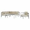 Wholesale 🎉 Aluminum Patio Sets Modway Shore Aluminum 5 Piece Poolside Patio Sectional Sofa Set 🎁