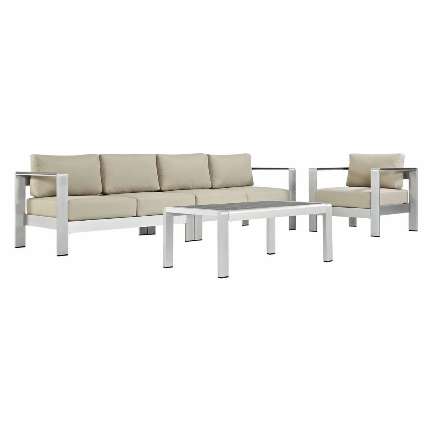 Deals ๐ฅ Aluminum Patio Sets Modway Shore Aluminum 4 Piece Poolside Patio Sectional Sofa Set ๐