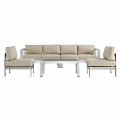 Buy 🥰 Aluminum Patio Sets Modway Shore Aluminum 5 Piece Patio Sectional Sofa Set 🎉