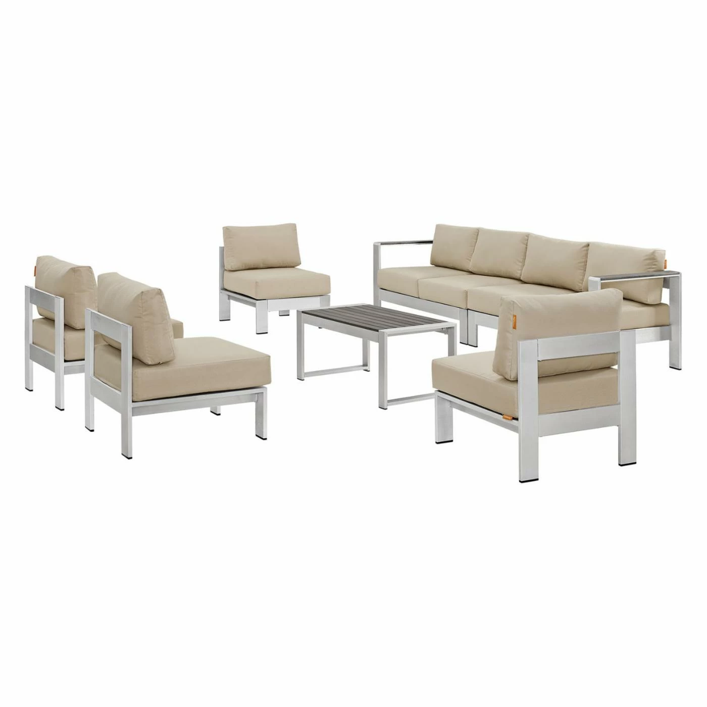 New ๐ฅ Aluminum Patio Sets Modway Shore Aluminum 7 Piece Poolside Patio Sectional Sofa Set โ