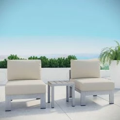 Promo 🥰 Aluminum Patio Sets Modway Shore 3 Piece Aluminum Patio Conversation Set 🥰