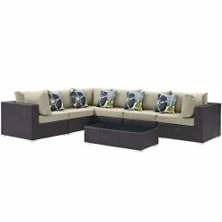Buy 🥰 Resin Wicker Patio Sets Modway Convene 7 Piece Outdoor Patio Sectional Set 😉