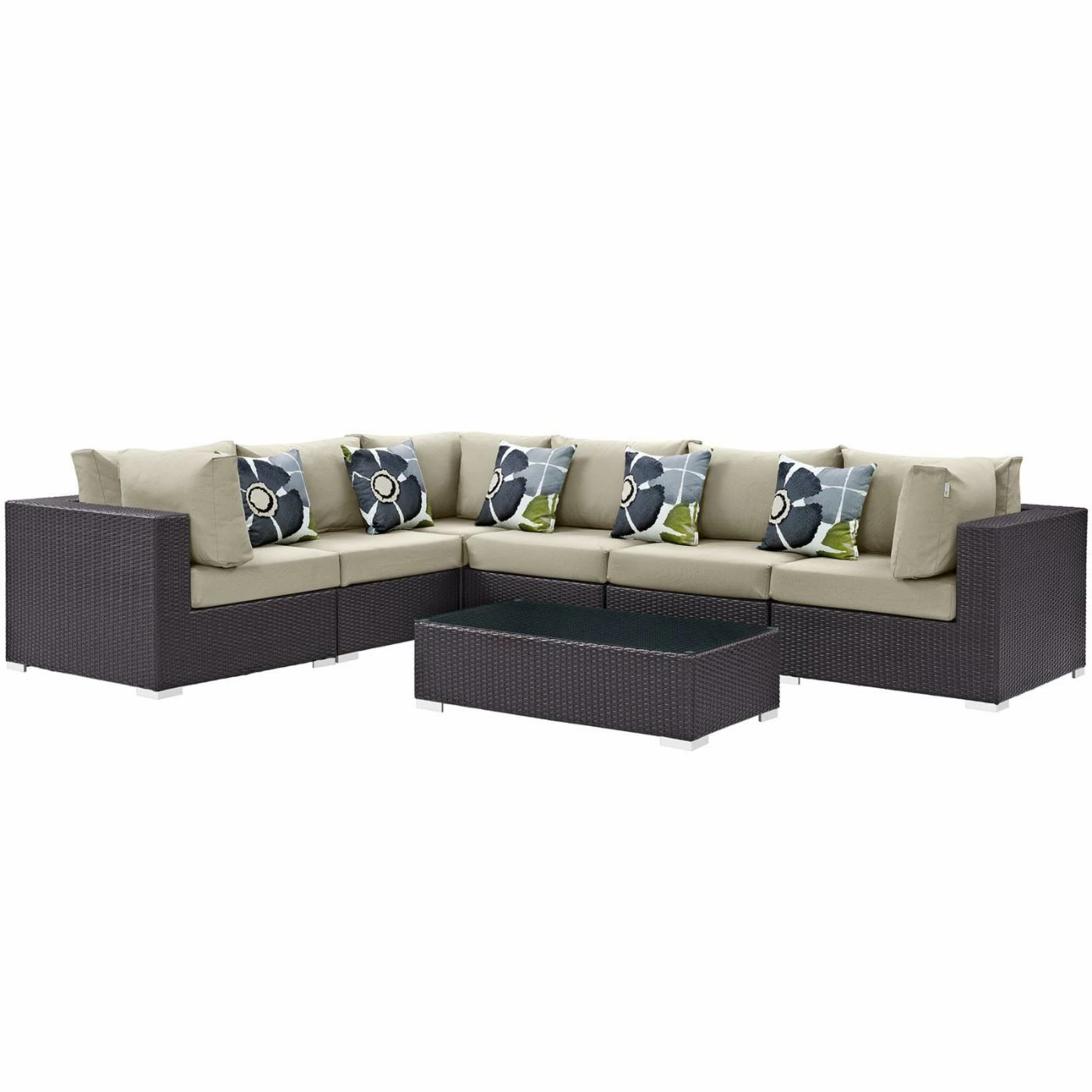 Buy ๐ฅฐ Resin Wicker Patio Sets Modway Convene 7 Piece Outdoor Patio Sectional Set ๐