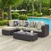Flash Sale 🎉 Resin Wicker Patio Sets Modway Convene 5 Piece Outdoor Patio Chaise Sectional Set 🥰
