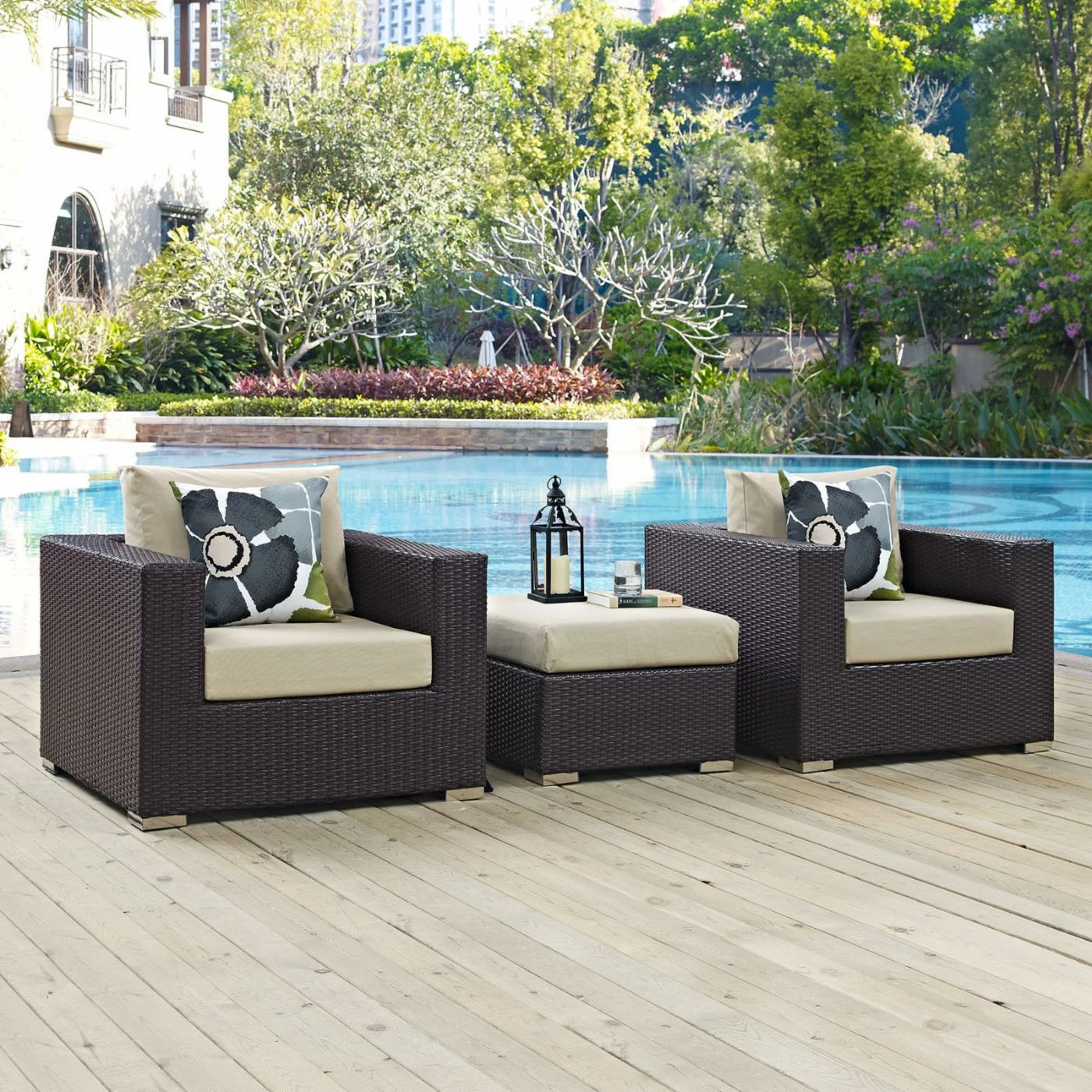 New โจ Resin Wicker Patio Sets Modway Convene 3 Piece Outdoor Patio Conversation Set ๐