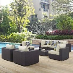 Cheap 🤩 Resin Wicker Patio Sets Modway Convene 8 Piece Outdoor Patio Conversation Set 🎁
