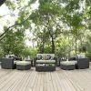 Buy 👏 Resin Wicker Patio Sets Modway Sojourn 8 Piece Sunbrella Outdoor Patio Conversation Set ⭐