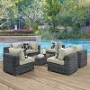 Cheapest 🔔 Resin Wicker Patio Sets Modway Summon 7 Piece Sunbrella Outdoor Patio Conversation Set ⌛