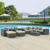 Discount 🔥 Resin Wicker Patio Sets Modway Summon 10 Piece Sunbrella Outdoor Patio Sectional Conversation Set ⭐
